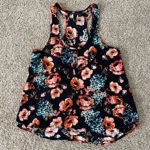 Women’s H&M black floral flower racerback tank size 2